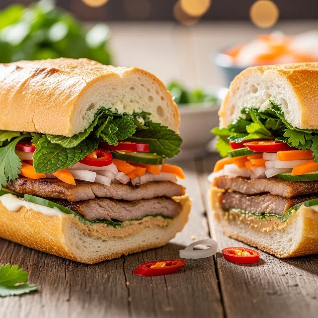 Delicious Banh Mi sandwich with fresh ingredients highlighting Vietnamese culinary culture